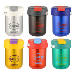ins Simple Compact Internet Celebrity with Straw High Color Value Tons Cup Adult Student Children's Water Cup Women's Cute Drop-Resistant