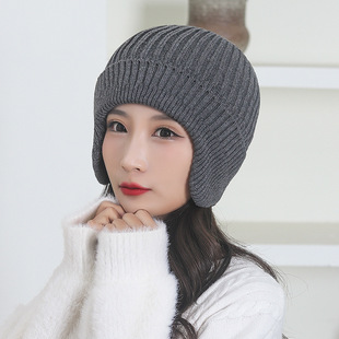Winter fleece-lined warm earmuffs knitted cap men and women couples outdoor cycling cold wool cap factory direct sales