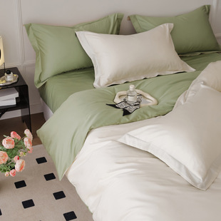 High-grade 60S long staple cotton satin bed sheet four-piece set cotton cotton girl heart quilt cover bedding 4