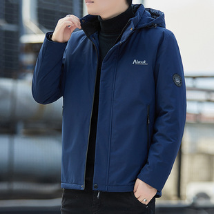 Cotton Coat Men's Winter Coat Autumn and Winter Jacket Men's Graphene Thickened Imitation Silk Cotton Removable Cap Cotton Coat Pike Clothing