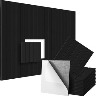 Cross-border 12-piece self-adhesive 30x 30cm sound insulation board vertical strip felt panel 8-piece visual sound-absorbing board with beveled edge