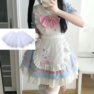 H8A сети красный кот ресторан op короткие COS маленькая горничная платье lolita фартук японская лолита сладкая красавица
