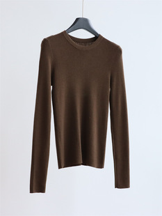 Back Stitching, Running Volume, Round Neck Long-Sleeved Knitwear, Wool Blbottomed Bottoming Shirt, Slim Pullover Autumn and Winter Knitwear, Slimming Look