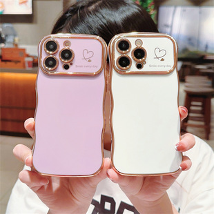 Гальванический волнистый узор для iPhone15promax Чехол для мобильного телефона двойная Любовь большое окно Apple 15 анти-падение чехол 14
