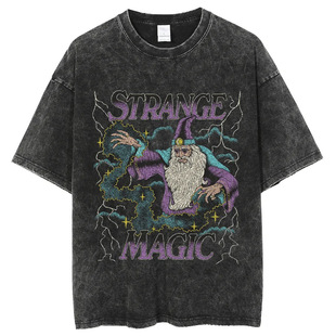 Hip Hop Gothic T-Shirt Y2k Vintage Washed Clothing Cotton Short Sleeve Printed T-Shirt