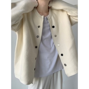 Autumn and Winter Design Sense Thickened Heavy Knitted Cardigan Men's Round Neck Advanced Sense Zipper Sweater Lazy Jacket Niche