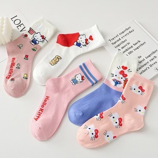Zhuji производители носки женские японские мультфильмы Hello Kitty средние трубочки женские носки милый котенок Sanrio средние носки