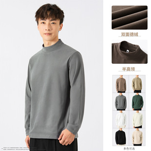 Wesson Men's Autumn and Winter Half-High Collar Double-Sided Velvet Middle Collar Casual Slim-Fit Inner Warm Base Men's Long Sleeve