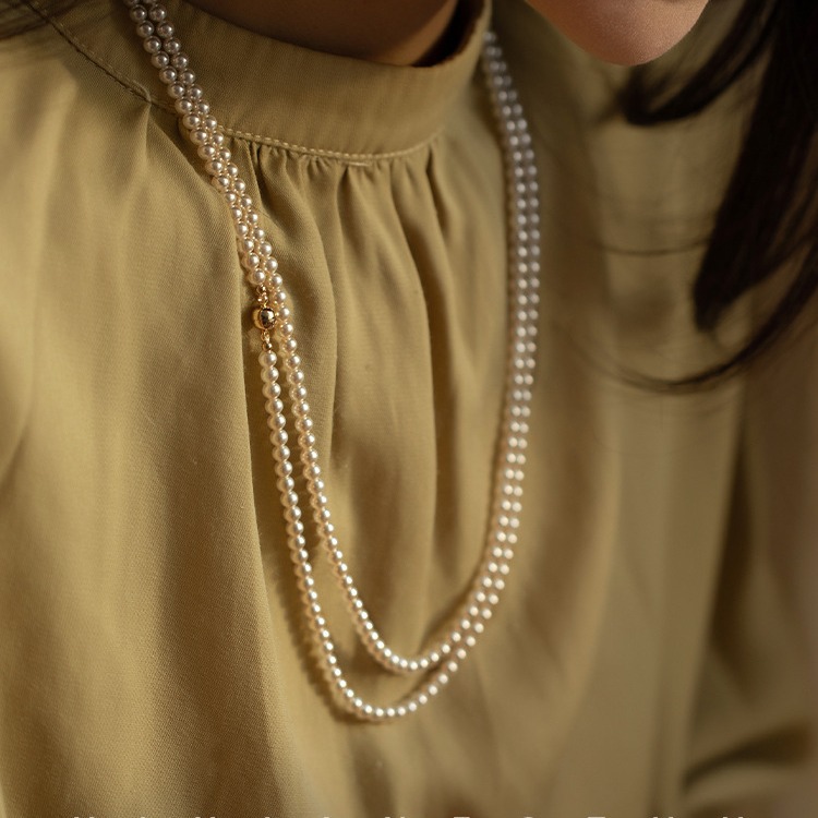 【Special Offer】Shi Jia New Chinese Style Multi-Layered Long Pearl Necklace for Women, Sweater Chain, Light Luxury Neck Chain