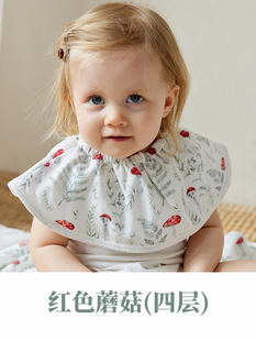 Ins bamboo cotton gauze baby baby four-layer 360-degree rotatable eating bib bib baby saliva towel