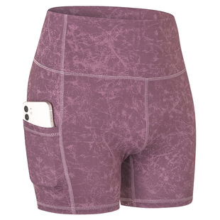 Women's Running Fitness Shorts Naked Skin-friendly Tight Sports Pants High Waist Peach Hip Yoga Three-point Pants 12427