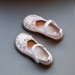 Girls Leather Shoes Princess Shoes 2024 Spring New Children's Shoes Flat Soft Bottom Shoes for Little Girls Hanfu Guofeng