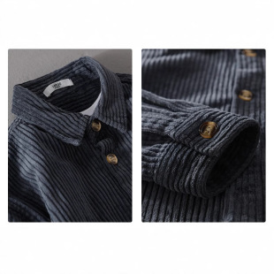 Spring and Autumn Men's Corduroy Long-Sleeved Shirts Simple Casual Youth Trend Retro Handsome Men's Shirt Jacket