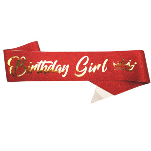 birthday queen Glitter Party Ritual Band birthday Girl Rose Champagne Glitter Ribbon Shoulder Strap