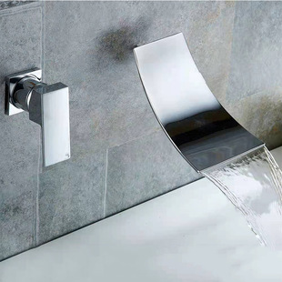 Nordic all-copper wall-mounted concealed waterfall wall cold and hot wash basin wash basin embedded wall tap