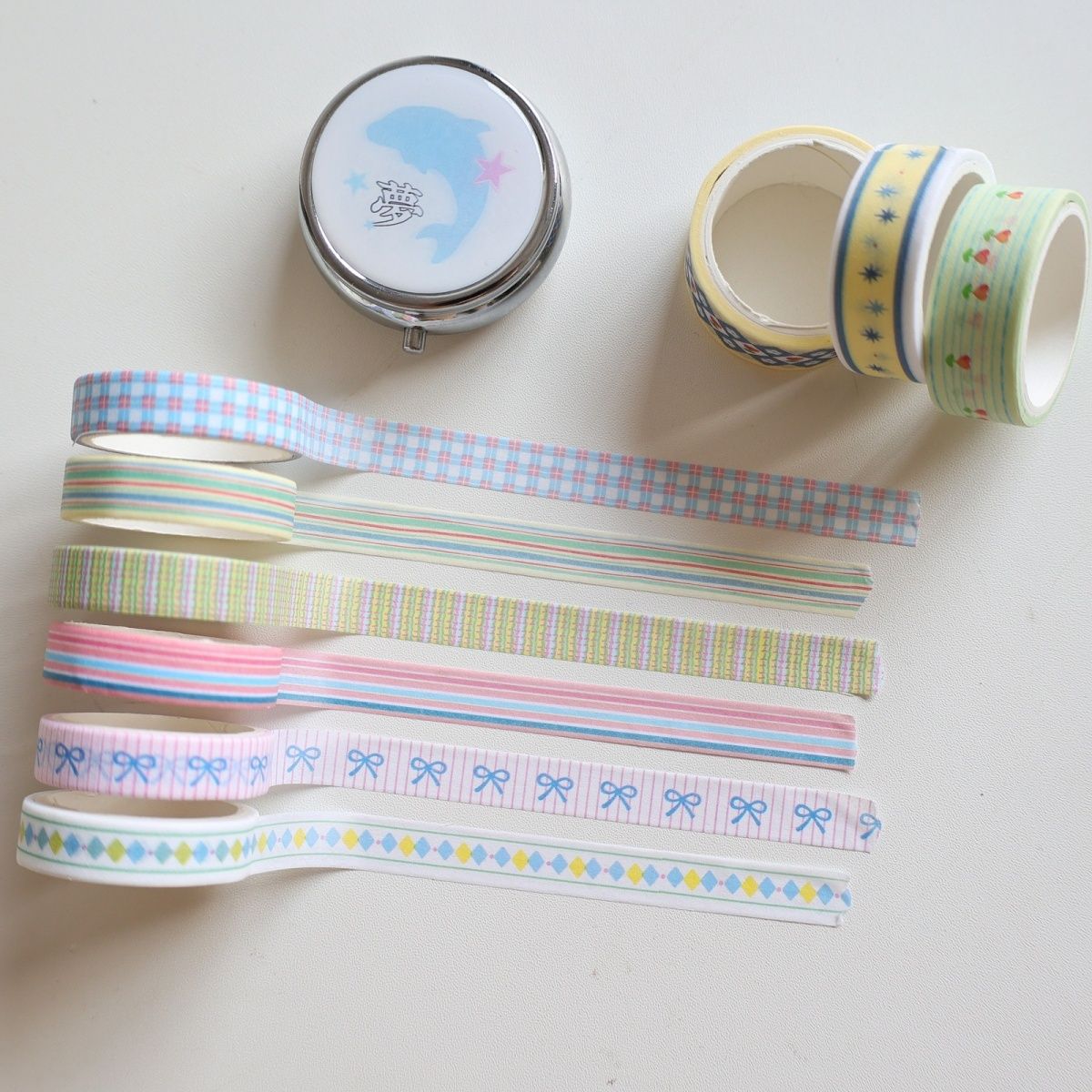 South Korea cute bow and paper tape girl heart tulip decoration hand account tape roll stripe collage material