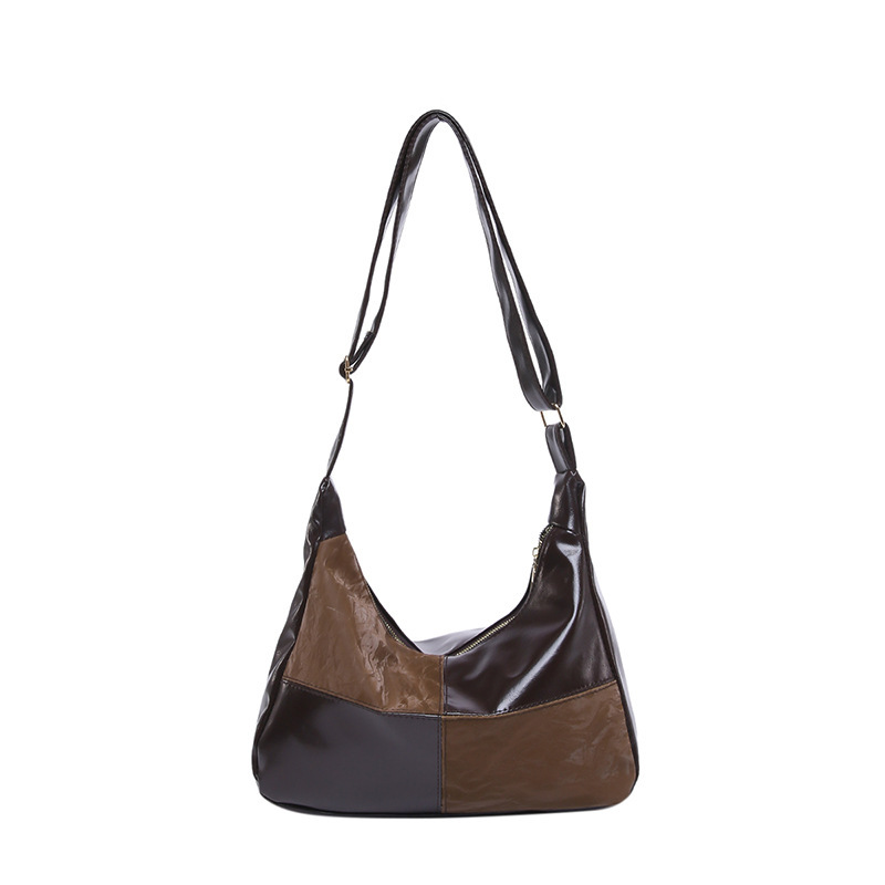 Korean style, trendy, large-capacity, relaxed fit tote bag, new 2024 autumn/winter style, chic patchwork shoulder bag.