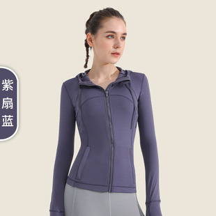 Yoga Coat Women's Yoga Clothes Long-sleeved Hooded Running Fitness Top Naked Sense Slim-fit Sports Coat Elastic Waist