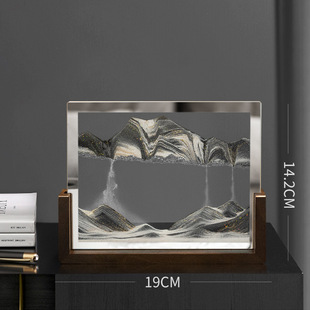 Creative Wooden Base Mirror Sand Painting Ornaments Hourglass Glass Crafts Desktop Ornaments Home Gift Decorations