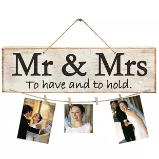 Cross-border New Photo Clip Wooden Hanging Tag Restaurant Bar Party Wedding Decoration Home Decoration Wall Pendant