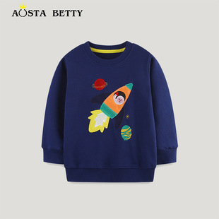 Fashion Boys Sweater Autumn New Long Sleeve Children's Sweater European and American Style Rocket Printed Children's Sweatshirt Mixed Batch