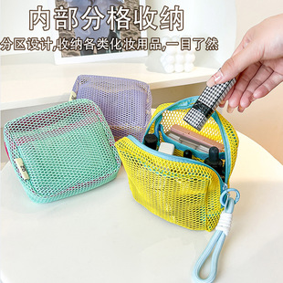 Cross-border tofu bag mini coin purse large capacity mesh cosmetic bag dopamine mesh cloth lady mouth red envelope color