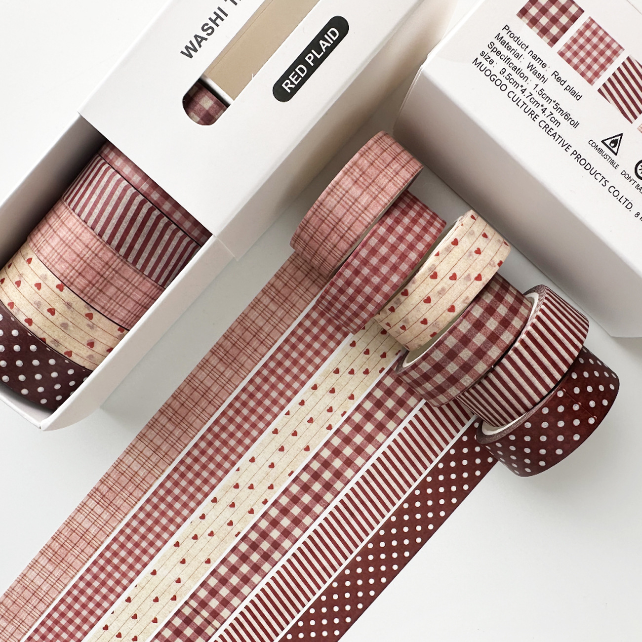 Vintage Plaid Series Journal Tape, Vintage Style Plaid Tape and Washi Tape Boxed Set for Journal Decoration Materials