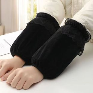Autumn and Winter Short Lace Sleeve Women's Stain Resistant Foreign Style New Down Jacket Cotton-padded Coat Sleeve Office Anti-fouling