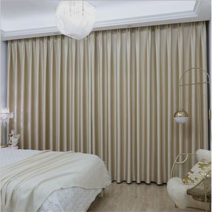 New solid color full shading cloth Lag curtain fabric thickened upgrade light insulation stitching curtain finished manufacturers