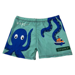 New children's cartoon printed swimming trunks primary school students beach vacation loose and comfortable five-point boxer swimming trunks wholesale