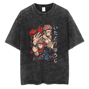 Anime JujuTsu Kaisen T shirt Vintage Washed T-shirT Gojo Sat