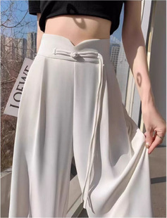 Black Suit Pants High-end Dipping 2024 New Spring Retro Chinese Style Design Sense Narrow Wide-leg Pants