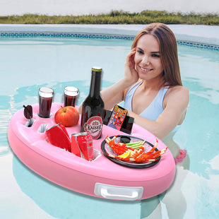Amazon factory direct inflatable water cup holder food tray multifunctional drink holder salad Oval coaster