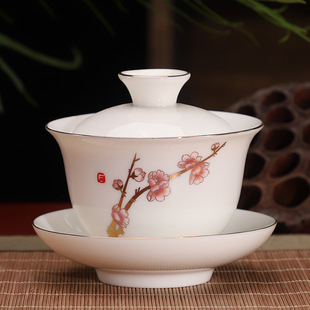 Белый фарфор Sancai Bowl Оптовая Домашний офис Бизнес-подарок Керамическая чаша для чая Кунг-фу Чайный набор Аксессуары Чайник