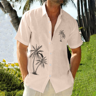 Hawaii 3D printed shirt Amazon independent station popular lapel Beach short sleeve shirt support drawing design