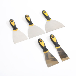 Factory direct sales double color handle putty knife rubber handle batch knife putty scraper batch wall stainless steel cleaning blade