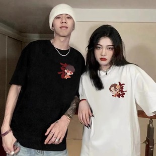 Couple Clothing Pure Cotton T-Shirt Summer New Loose Slimming Niche Design Sense Men's and Women's Short Sleeve Top Fashionable Brand Class Clothes