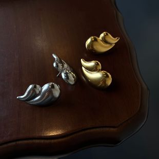 New fashion cold style titanium steel double water drop shape high texture niche design all-match light luxury earrings earrings women