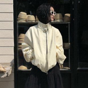 BANANACANDY spring new Korean style loose fashion solid color stand collar short trench coat jacket top 0465