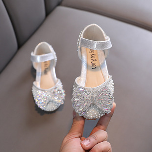 2025 Spring and Summer New Korean Style Girls Little Middle and Big Kids Bow Performance Dance Shoes Princess
