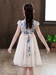 Летнее платье для девочек Hanfu Cheongsam Детское тонкое платье Tang 2024 новое летнее платье в китайском стиле улучшенная юбка