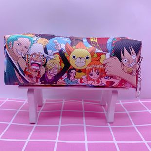 Anime Peripheral One Piece Large Capacity Pencil Case Primary School Pencil Bag Spot Cute Stationery PU Zipper Cosmetic Bag