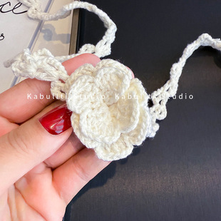 2025 new handmade crochet scarf sweet cool style clavicle chain South Korea fashion knitted concave shape decoration spring and summer