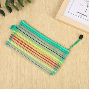 Factory Direct Sales A4 File Bag Colorful PVC Zipper Information Bag Bill Storage Office Pen Bag Breathable File Bag