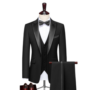 Suit suit men's double breasted High sense banquet host performance gentleman suit bridegroom wedding dress