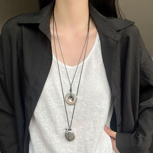 South Korea Distinctive Leather Rope Necklace Water Bottle Safe Buckle Pendant Woolen Chain Blogger Same Style Fashion All-match Accessories for Women