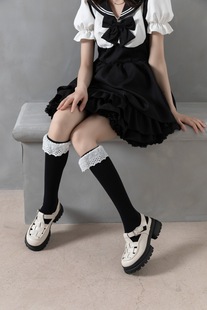 Hand-in-hand Internet Celebrity Sox Women's Mid-length Lace Hollow-out Ruffled Korean-style Japanese Girl's Sweet Short Socks Small Leg Socks