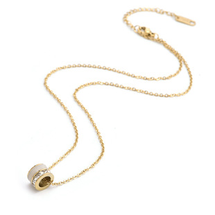 Temperament Personality Trendy Pendant Necklace Women's Fashion Titanium Steel Diamond Geometric Cylinder Cat's Eye Small Man Waist Necklace