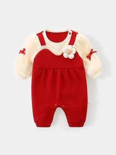 Baby autumn jumpsuit 2025 female baby ha clothes newborn children long sleeve spring and autumn one hundred days old 3231