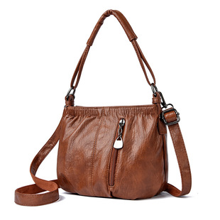 Cross-border New PU Soft Leather Spring Shoulder Crossbody Bag Lightweight Mobile Phone Coin Purse All-match Casual Bucket Bag for Mom